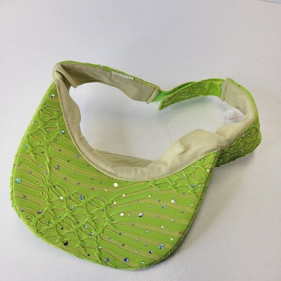LADIES Fashion Glitter Sequin  Velcro Green Visor Golf Travel Cap Headwear - Picture 7 of 16